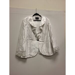 Giovanna Signature Blazer Womens 24W White Ruffle Jacket Career Plus Size Coat